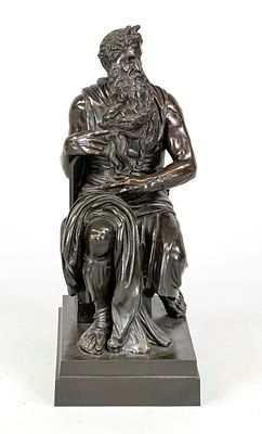 Large bronze statue ''Moses'' after Michelangelo, patinated bronze, inscribed ''G. Nisini - 