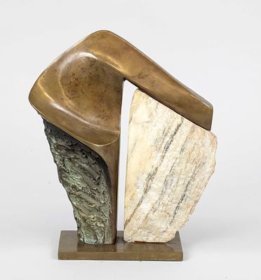 Stanislaw Wysocki (*1949), abstract sculpture, patinated bronze and marble, signed Stan Wys and 