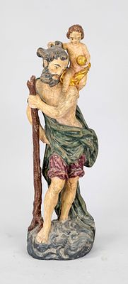 Tyrolean woodcarver, second half of the 20th century, St. Christopher, polychrome, fully 