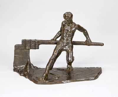 Victor Demanet (1895-1964), Belgian sculptor in Brussels, pupil of Meunier, large scenic bronze 