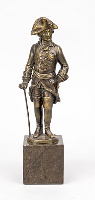 Signed Jensen, sculptor early 20th century, fully sculpted standing figure of Frederick II of 