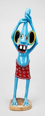 George Lilanga (1934-2005), important representative of the Tingatinga school in Tanzania, wood 