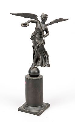 Unknown sculptor, first half of the 20th century, winged Victoria with laurel wreath, black 