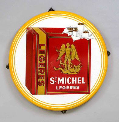 Advertising enamel sign ''St. Michel L&eacute;geres,'' Belgium, mid-20th century, polychrome metal 