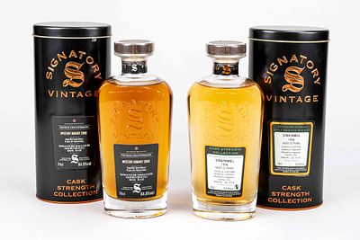 2 bottles of Scotch single malt whisky, England 21st century, Signatory Vintage Cask Strength 