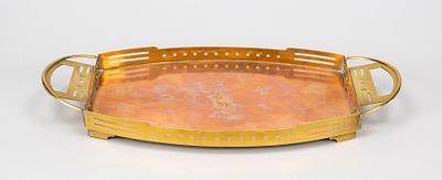 Tray, Belgium, around 1900, brass and copper. Designed by Gustave Serrurier-Bovy (1858–1910). 