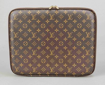 Louis Vuitton, Monogram Canvas Inventeur Laptop Case, rubberized cotton fabric in classic logo 