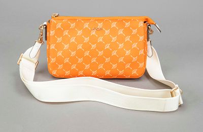 Joop, Small Jasmina Crossbody Bag, orange faux leather with brand-typical logo print 