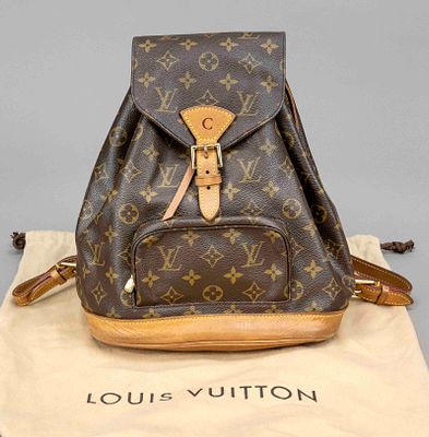 Louis Vuitton, Monogram Canvas Montsouris Backpack, rubberized cotton fabric in classic logo 