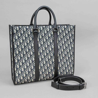 Christian Dior, Blue Oblique Jacquard East-West Tote Bag, brand-typical patterned Dior Oblique 