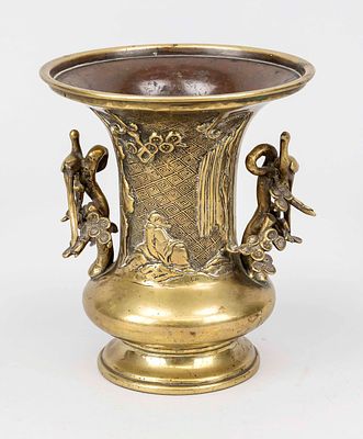 Vase (Gu form), China 19th century (Qing), bronze. Relief decoration with mythical 