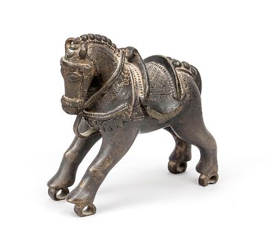 Horse, India, probably 19th century, bronze. This is a toy with missing wheels, H. 12 cm