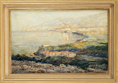 Otto Pippel (1878-1960), impressionistic Italian coastal scene, oil on wood, signed and dated 