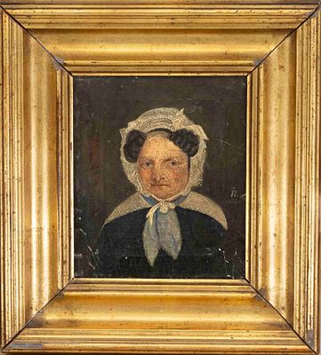 Monogrammist ''B,'' Biedermeier portrait painter around 1840, small portrait of a lady, oil on 