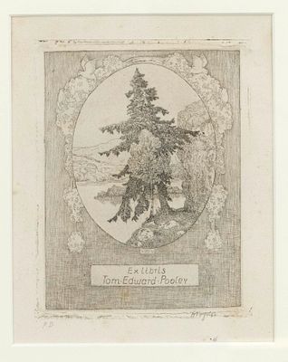 Heinrich Vogeler (1872-1942), Ex Libris Tom E. Pooley, condition/proof print, signed by hand 