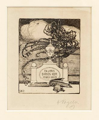 Heinrich Vogeler (1872-1942), Ex Libris Barken Hoff, etching, signed by hand lower right 
