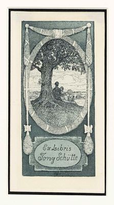 Heinrich Vogeler (1872-1942), two bookplates ''Hans Bethge'' and ''Tony Sch&uuml;tte,'' etchings 