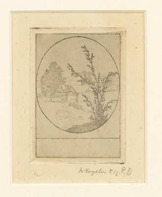 Heinrich Vogeler (1872-1942), bookplate Georg Strauch, etching, signed lower right and marked 