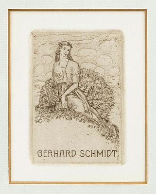 Heinrich Vogeler (1872-1942), two bookplates, Otto E Blendemann, lithograph, and Gerhard 
