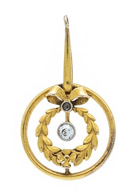 Diamond pendant, circa 1900, GG/WG 585/000, with one old-cut diamond, 0.10 ct, light 