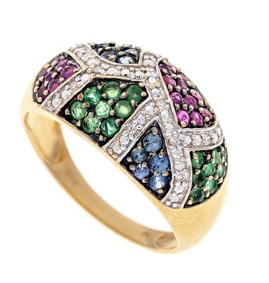 Harry Ivens Multicolor Pav&eacute; Ring GG/WG 585/000 partially blackened, set with a total of 48 