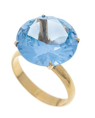 Synthetic spinel ring GG 750/000 set with a round-faceted synthetic spinel 16.0 mm, RG 56, 6.5 g