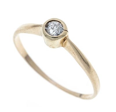 Old-cut diamond ring GG 585/000 with one old-cut diamond 0.14 ct, slightly tinted white/PI 