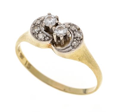 Yin and Yang brilliant-cut ring GG/WG 585/000 with 2 brilliant-cut diamonds and 6 octagonal 