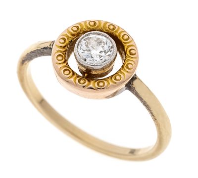 Old-cut diamond ring, circa 1910, GG/WG 585/000, with one old-cut diamond, 0.25 ct TW/VS, RG 53 