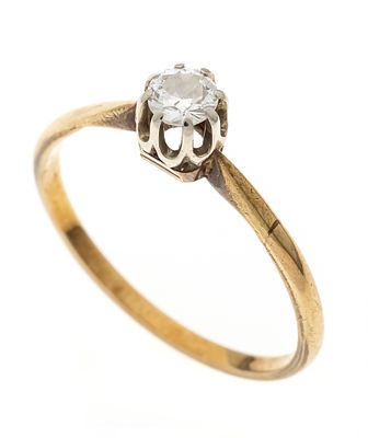 Old-cut diamond ring GG 585/000, unstamped, tested, with one old-cut diamond 0.22 ct TW-W/VS-SI 