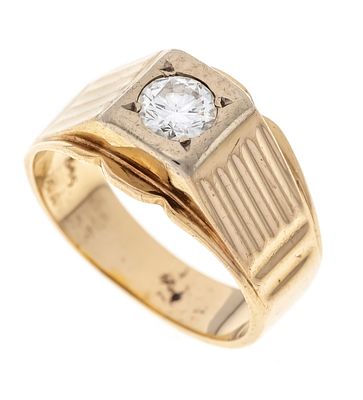 Solitaire Brilliant Ring GG/WG 585/000 with a brilliant-cut diamond 0.52 ct TW-W/VVS-VS, RG 55 
