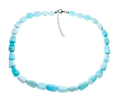 Turquoise-opal necklace with lobster clasp and extension chain, 925/000 silver, strand of 