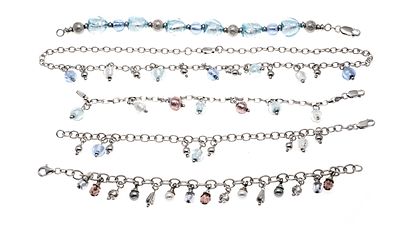 925/000 silver Murano set consisting of 3 bracelets and a necklace, 69.5 g