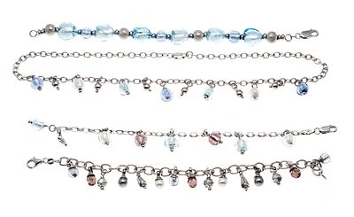 Murano set in 925/000 silver consisting of 3 bracelets and a necklace, 69.1 g
