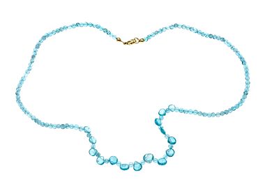 Apatite necklace with lobster clasp GG 375/000, strand of 3 mm apatite beads and faceted 