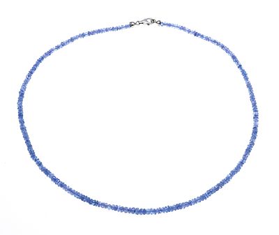 Tanzanite necklace with lobster clasp, 925/000 silver, strand of faceted tanzanite rondelles 