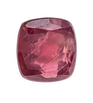 Fancy sapphire 3.92 ct, cushion cut, faceted, in an orange-red, untreated, transparent to 