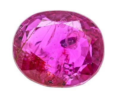 Ruby 1.84 ct, oval cut, faceted, in a delicate pinkish red, untreated, transparent with 
