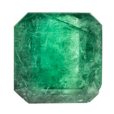 Emerald 5.63 ct, emerald cut, faceted, in a darker green, transparent with internal 