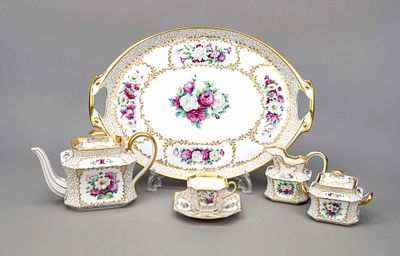 Solit&auml;r, 6-piece set, Rosenthal, Selb, marks 1922–33, each with painter’s signature, Antik form 