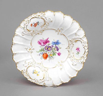 Decorative plate, Meissen, 2nd half of the 20th century, second-grade, with ornamental relief 