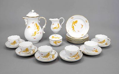 Coffee service for six people, 21-piece, Meissen, 20th century, second-grade and second-choice 