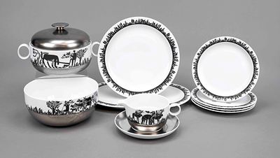 Ten pieces of a dinner service, Rosenthal, studio line, 2nd half of the 20th century, artist 