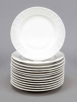 13 dessert plates, KPM Berlin, 20th century, second-grade, Neuozier shape, white, &Oslash; 20 cm