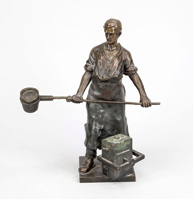 A. Werner, German sculptor, ca. 1920, iron caster, bronze with brown patina, signed on the base 