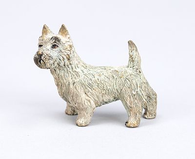 Viennese bronze, 20th century, polychrome cold-painted bronze in the form of a West Highland 