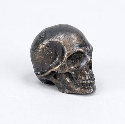 Viennese bronze, 20th century, cold-painted bronze in the form of a skull, stamped with a 