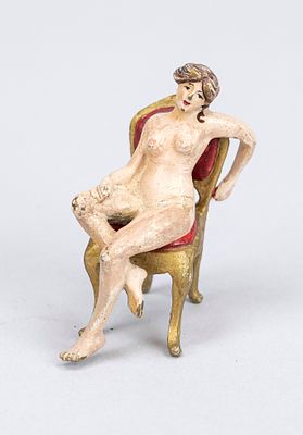 Viennese bronze, 20th century, polychrome cold-painted bronze in the form of a female nude 