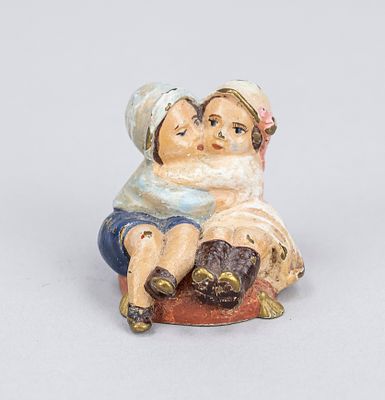 Viennese bronze, 20th century, polychrome cold-painted bronze in the form of a pair of siblings 