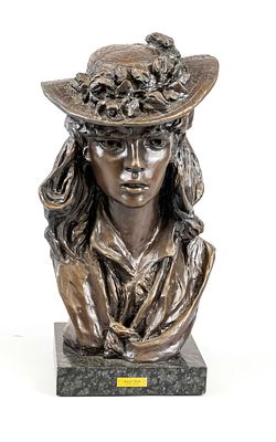 After Auguste Rodin (1840–1917), large bust of “Rose Beuret” (Girl with the Rose Hat) 